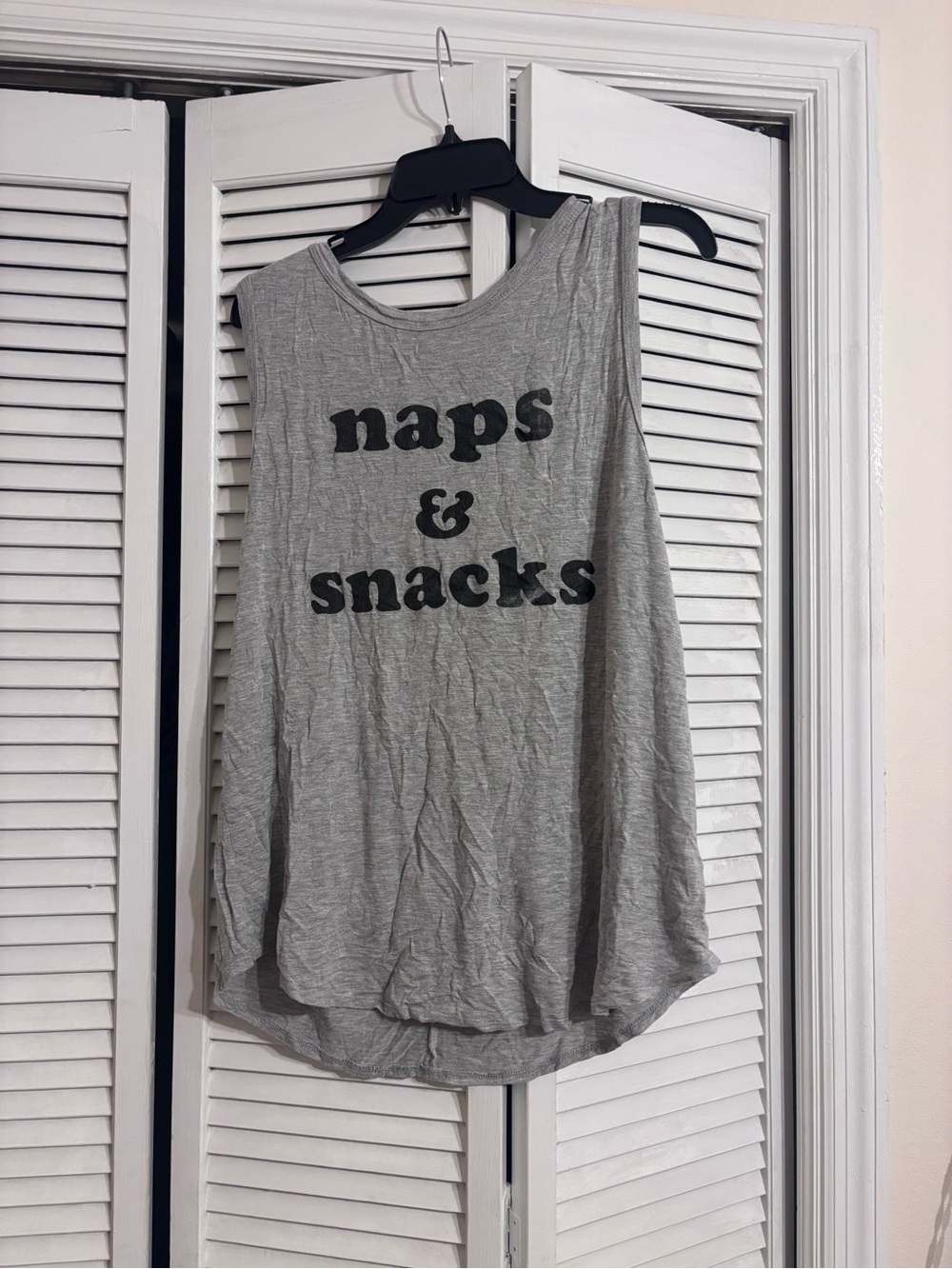 Francesca's Collections Gray Tank Top "naps & snacks"